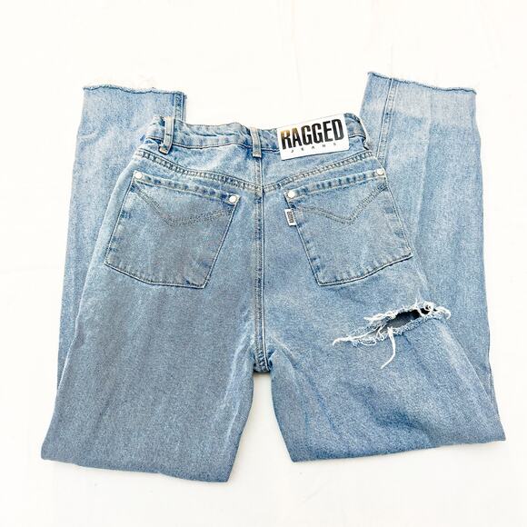 Ragged Jeans Skinny Raw Hem Cheek Ripped Light Wash Zip Fly Denim Jeans Size 24 - Picture 4 of 9